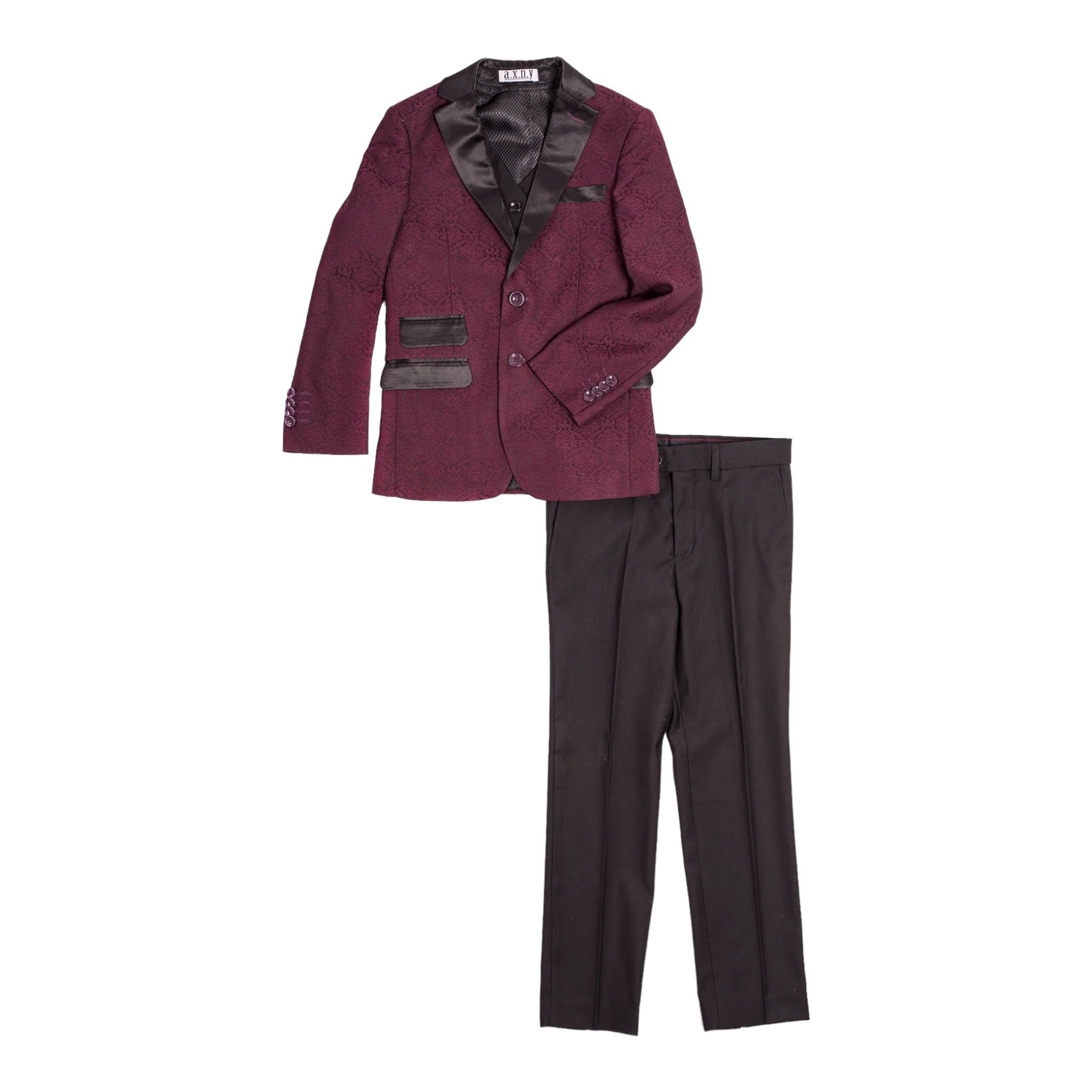 Ronaldo Designer Paisley Burgundy Tuxedo Suit