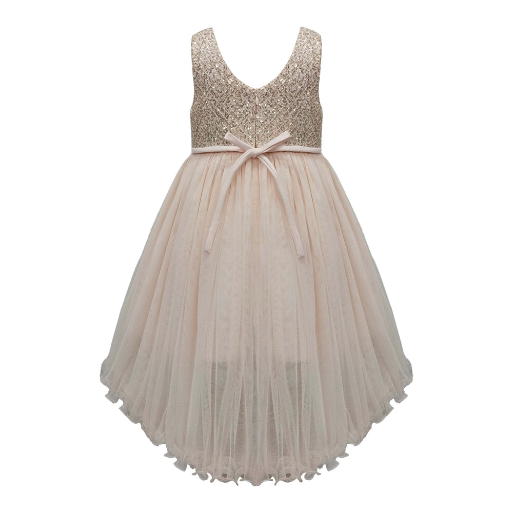 Champagne Full Layered  Ruffle Dress