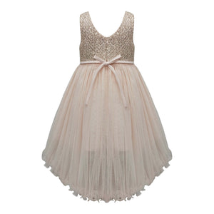 Champagne Full Layered  Ruffle Dress