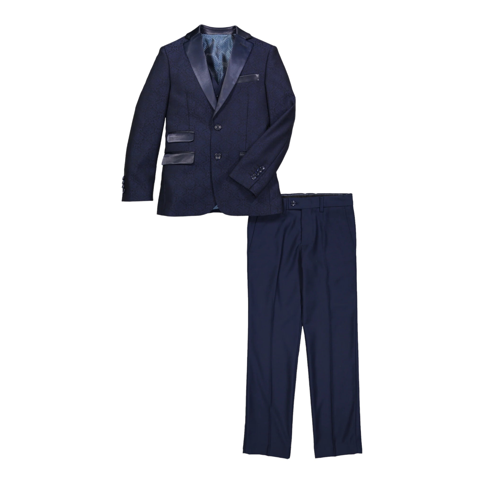 Ronaldo Designer Paisley Dark Blue Tuxedo Suit