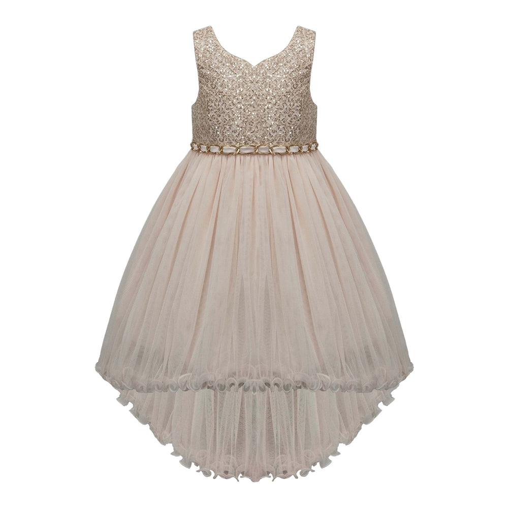 Champagne Full Layered  Ruffle Dress