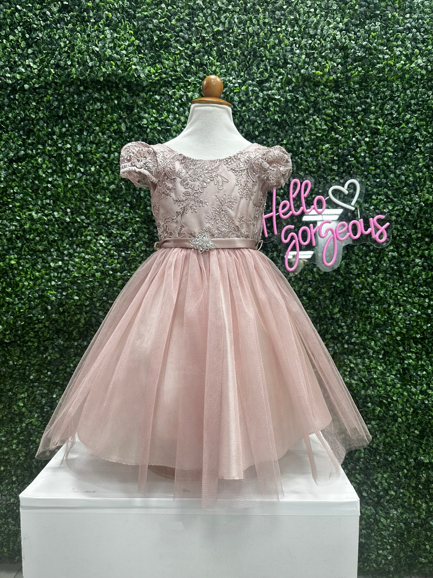 Couture Design Cap Dress Blush Pink