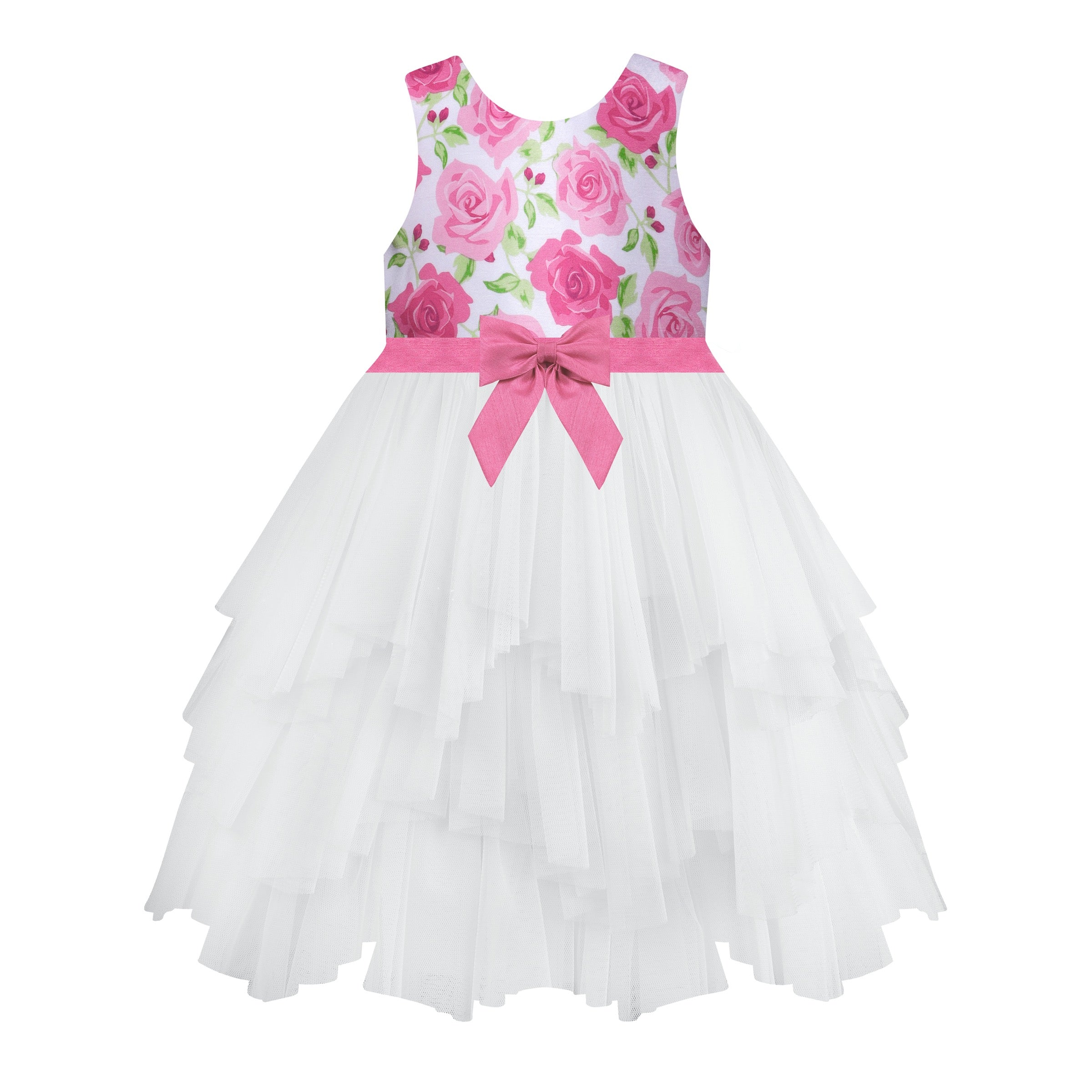 Pink Multi Print Ruffle Dress