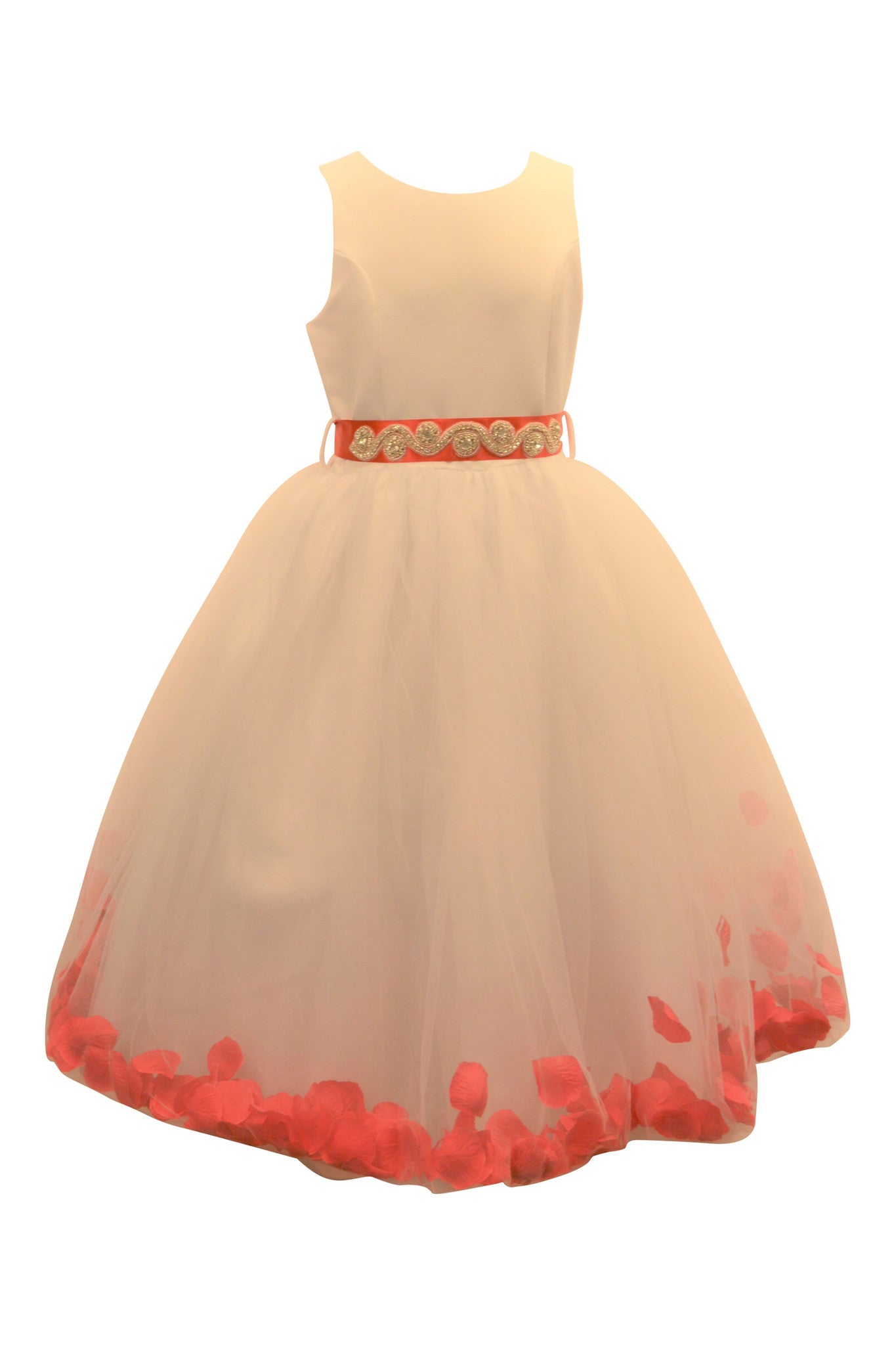 Ashley Dress with Petals and Diamond Crusted Ribbon