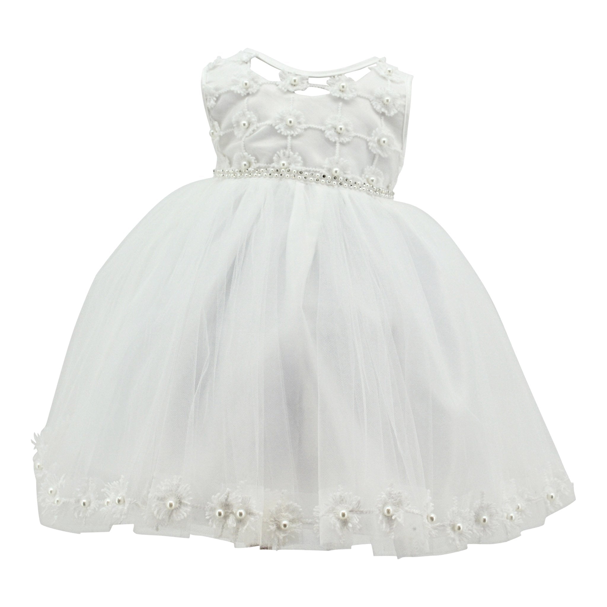 Baby Girls Paparazzi Christening Dress With Silver