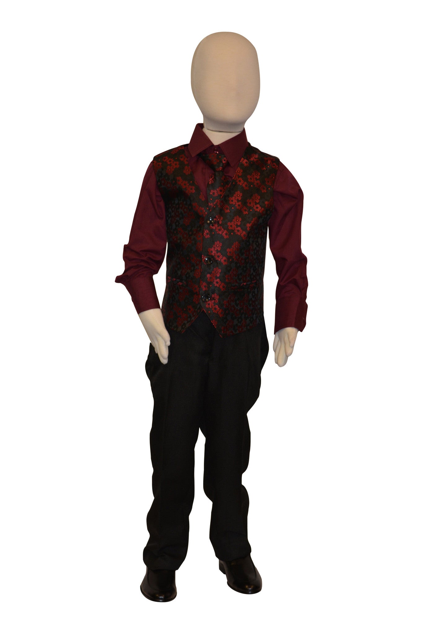 Ronaldo 4 pc Burgundy Vest Set