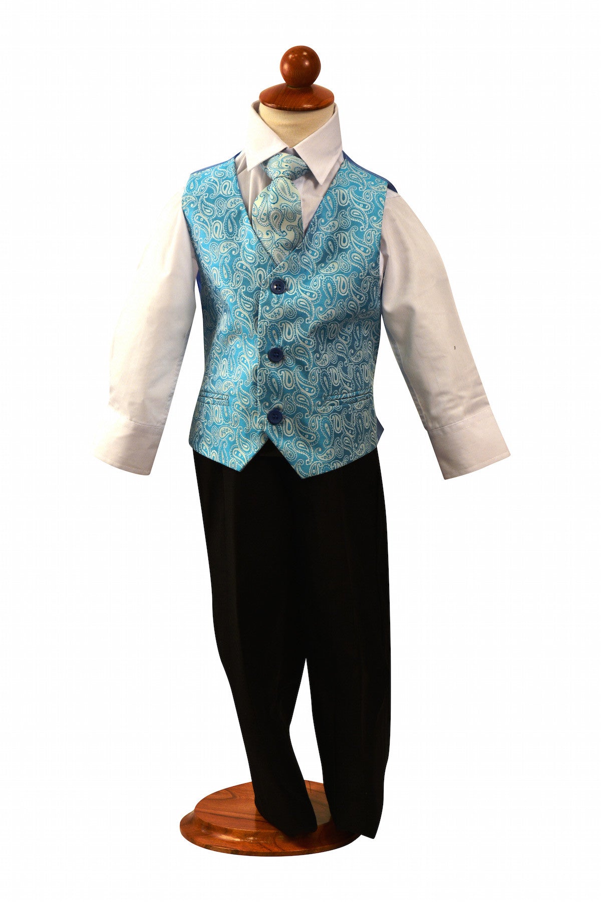 Ronaldo 4 pc Blue Paisley Vest Set