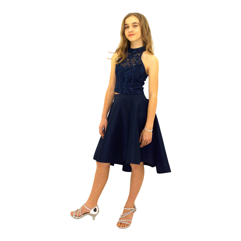 Paparazzi Couture 2 Piece Sequence High Low dress Navy