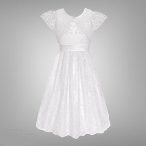 White Cord Embroidered Communion Dress w/ Bolero