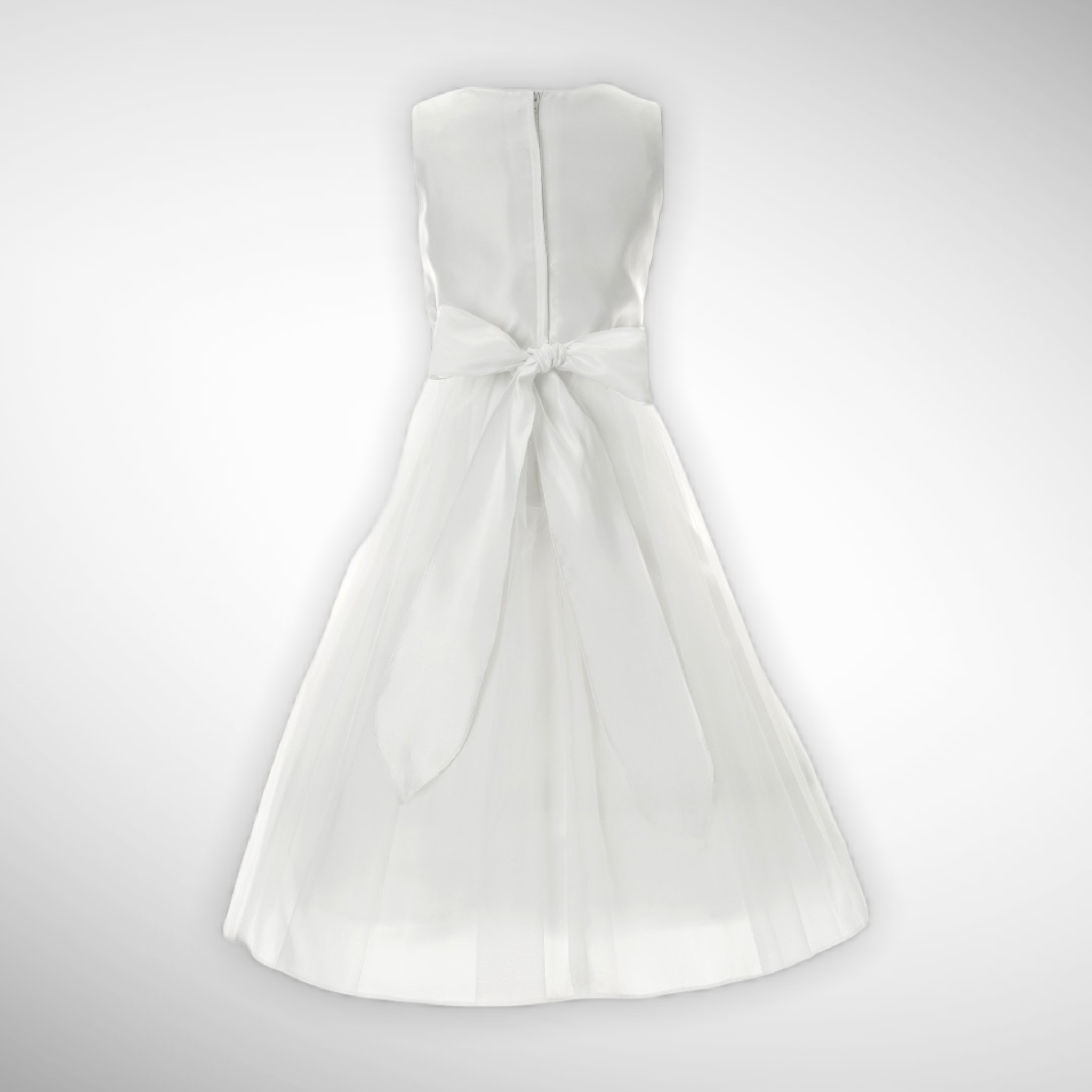 Designer White Satin Embroidered Dress